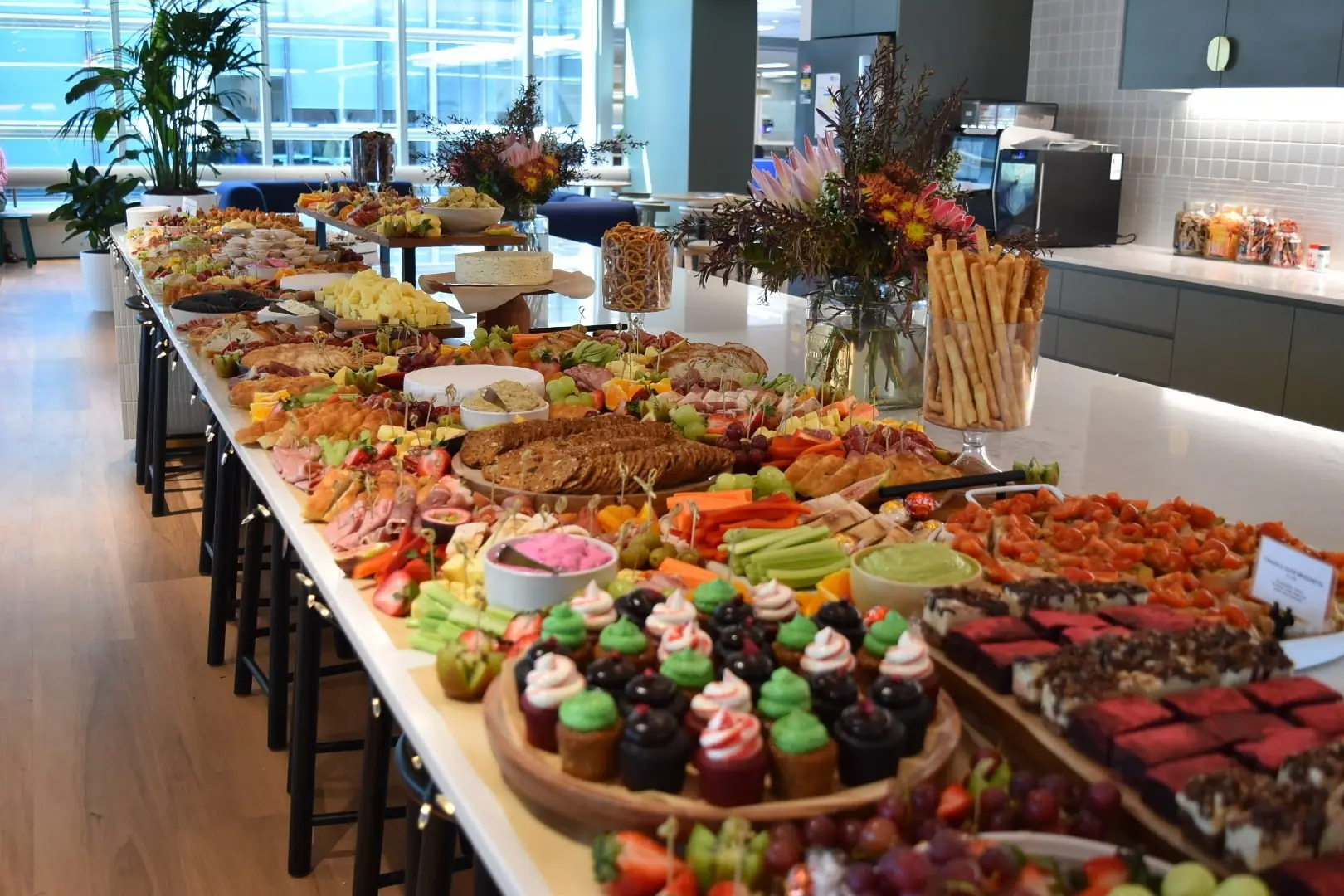 A catering spread of seasonal Australian dishes